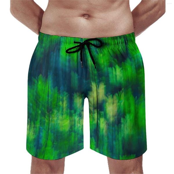 Shorts pour hommes Bright Green Forest Gym Abstract Blur Print Fashion Board Pantalons courts Hommes Vêtements de sport personnalisés Maillots de bain confortables