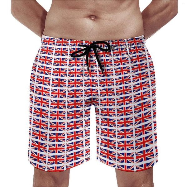 Pantalones cortos para hombres Bandera británica Gimnasio Banderas de verano Imprimir Correr Playa Hombres Secado rápido Clásico Impreso Troncos de natación de gran tamaño