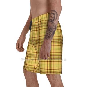 Heren shorts butterscotch plaids zomervakten casual mannelijke streetwear yellow checker klassieker artsy checked