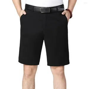 Shorts pour hommes Bouton-Zip Design Hommes Summer Business Style Longueur au genou avec fermeture à glissière Poches latérales Doux pour père