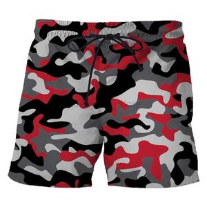 Shorts masculins Camouflage 3D Pantalons courts imprimés pour hommes Mentiers de sport extérieur shorts Unisexe Fashion Casual Swimming Shorts plage Trunks Vêtements 240419 240419