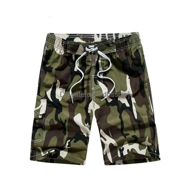 Pantalones cortos para hombres Camuflaje Pantalones de playa Casual Recortado para hombre Ajuste suelto Tamaño grande Entrega de entrega Ropa Ropa Dhus3