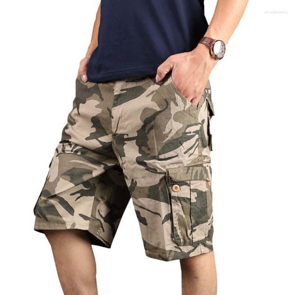Short homme Camouflage coton Cargo Baggy grande taille pantalon cinq points
