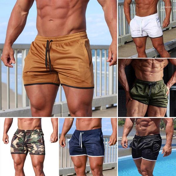 Pantalones cortos para hombres Camuflaje Fitness Playa Gimnasio Correr Deportes Secado rápido Casual Media cintura Moda Boxer