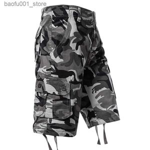 Shorts masculins Camouflage shorts pour hommes news camouflage Goods shorts lâches décontractés sports de plein pantalon Pantalons latéraux randonnées shorts Q240329