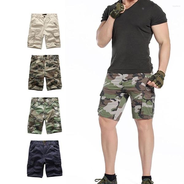 Pantalones cortos para hombre Camuflaje Trabajo Legging de algodón para hombre Multibolsillo Militar Recto Delgado Táctico Bermudas Mini Jogger corto