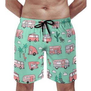 Heren shorts Camper Vacation Board RV Hipster Road Trip Beach Men Leuke bedrukte zwembroek plus maat 3xlmen's