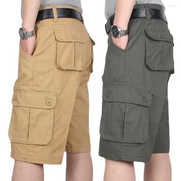 Pantalones cortos para hombre Cargo Casual suelto holgado de algodón pantalones cortos tácticos militares ropa de calle recta ropa de talla grande 29-46