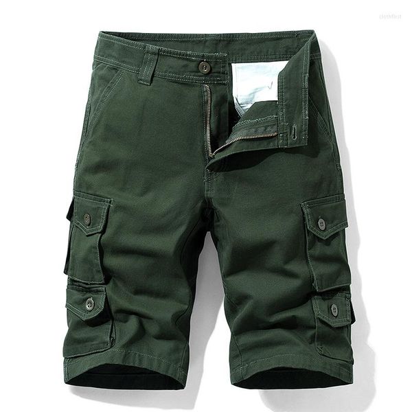 Pantalones cortos para hombre Cargo Men Cotton Bermuda Male 2023 Summer Men's Baggy Military Zipper Pants Army Green Tactical
