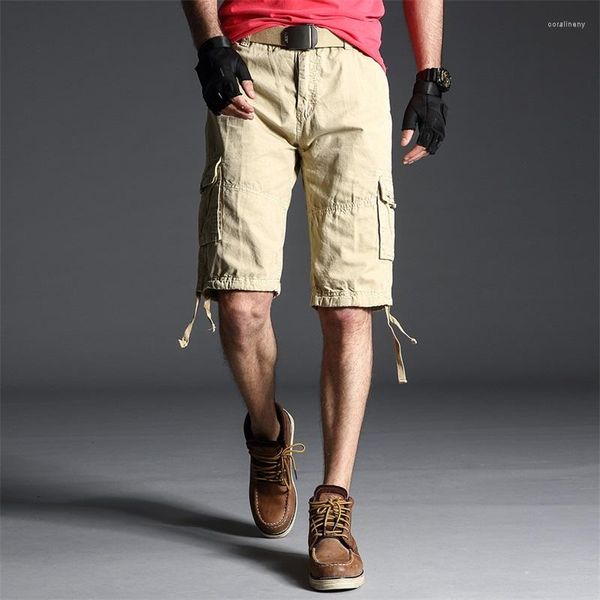 Pantalones cortos para hombre Cargo Men Cotton Multi-bolsillo Wear Straight Casual Male Loose Bermuda Short Pants Summer Camouflage Outdoors Brand