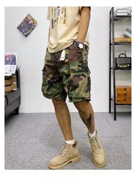 Heren shorts ladingheren zomerse katoenen leger tactische camouflage multipocket casual korte broek losse militaire mannen 2023 230403