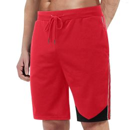 Männer Shorts Cargo Kurze Hosen Solide Mit Tasche Für Männer Sport Rote Badehose Elastische Kordelzug Pantalones Cortos Para Hombres