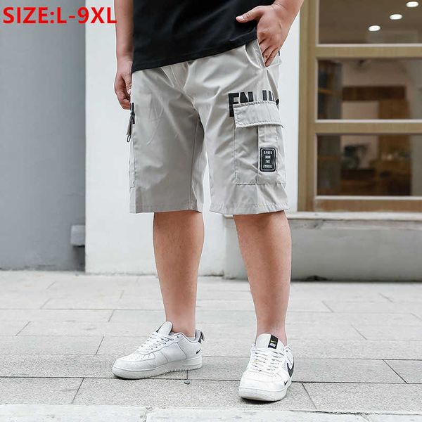 Shorts pour hommes Cargo Shorts Hommes Été Mince Lâche Plus La Taille 9XL Jeune Mode Noir 8XL Poches Taille Haute Garçon 7XL 6XL 5XL Graisse Demi Pantalon T221129