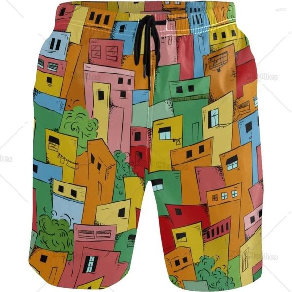 Carton de shorts pour hommes colorés à imprimé cheval imprimé de plage Trunks Sports Sports Running Bathing Trots avec doublure en maille et poche latérale