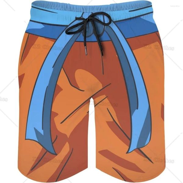 Boîte à métro pour hommes de shorts pour hommes Orange Blue Cool Summer Beach avec des poches