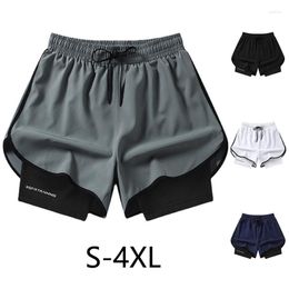 Pantalones cortos para hombre Casual Negro Hombres 2 en 1 Compresión Fitness Beach Bottoms Quick Dry Training Jogging Pantalones cortos para
