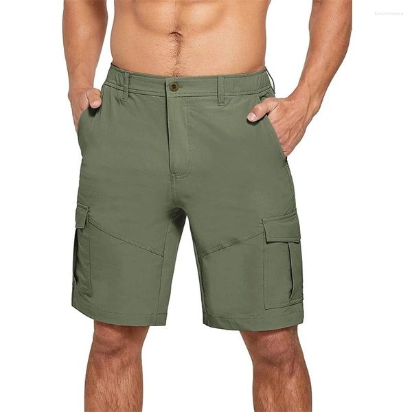 Pantalones cortos para hombres Cargo casual media pantalones plano plano múltiple bolsillo chino verano