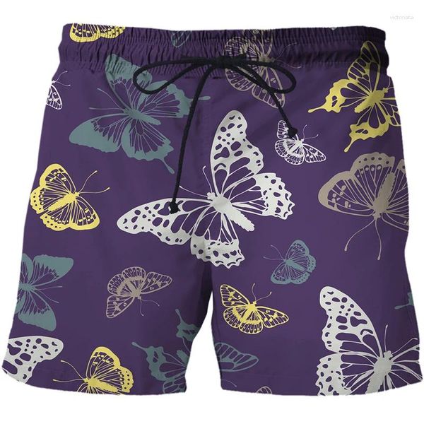 Pantalones cortos para hombres Casual personalizado pantalón corto verano 3D mariposa impresión niños playa ocio trajes de baño hombres ropa gota