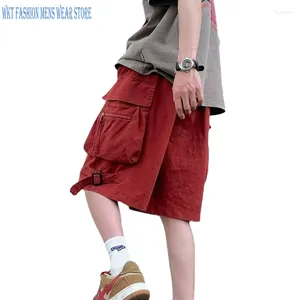 Heren Shorts Casual Hip Hop Retro Safari Stijl Broek Kleding Zomer Losse Zakken Functionele All-Match Knielange Broek