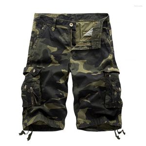 Shorts pour hommes Casual Hommes Summer Camouflage Cargo Coton Plage Hommes Grandes poches Vêtements de travail Imprimer Homme Streetwear