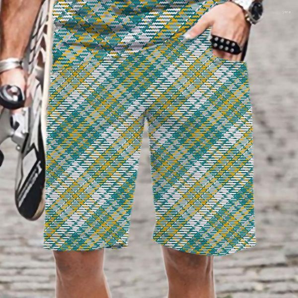 Hommes Shorts décontracté Plaid rayure motif confortable 2023 Harajuku Cool plage 3D imprimé homme ample Streetwear hommes/femmes drôle