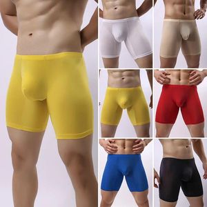 Pantalones cortos para hombres Casual Sexy Seda de hielo Verano U Bolsa convexa para hombre Boxer Ropa interior Elástica Apretada Ropa para el hogar