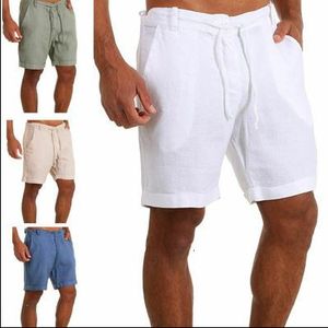 Shorts pour hommes shorts décontractés mode sweat homme lin couleur unie pantalons courts mâle été plage respirant lin 230110