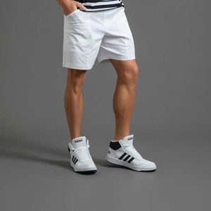 Heren shorts Casual Shorts Men Witte Summer Streetwear Knie Leng Berda Shorts Men Men Mode Flat Front Cotton Shorts Brea Cool Soft 2022 Z0404