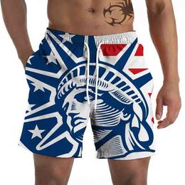 Shorts voor heren Casual shorts Grafische strandshorts voor heren Casual shorts 3D 4 juli vlagpatroon Onafhankelijkheidsdag shortsC240402