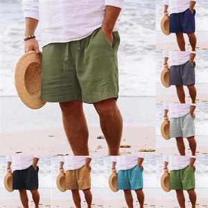 Shorts pour hommes Casual Sports Beach Cotton Linen Mens Button Short Workout Men Pack Boy