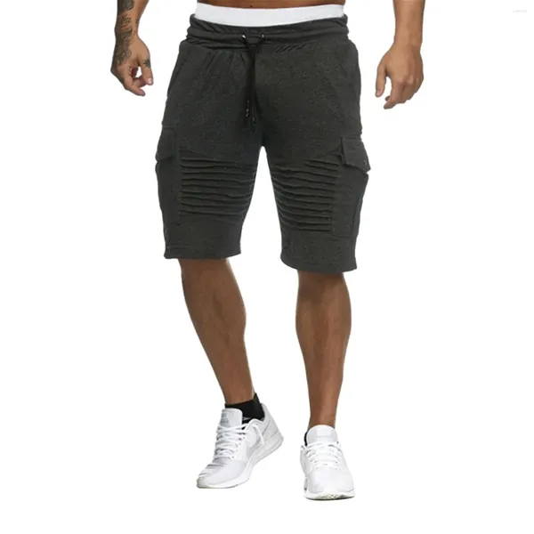 Pantalones cortos para hombre Casual Deportes Raya Bolsillo Slim Fit Capris Entrenamiento Hombre Poliéster Correr