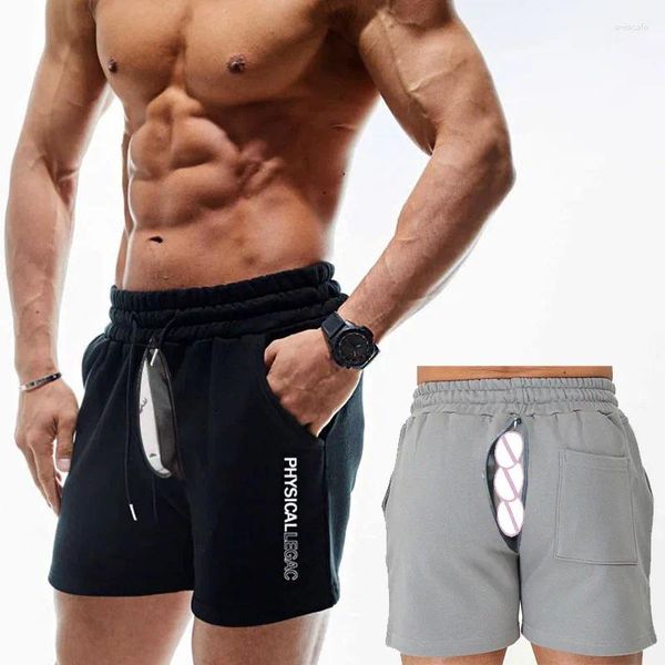 Shorts pour hommes décontractés d'été ouvert entre pantalon de sexe extérieur en plein air Coton Coton Running Basketball Fifth Jogger Fitness Pantalon