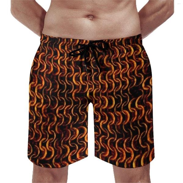 Pantalones Cortos para Hombres Estampado De Cadena Gimnasio Verano Colorido Bronce Deportes Tabla De Surf Pantalones Cortos Hombres Secado Rápido Patrón Casual Troncos De Playa De Gran Tamaño