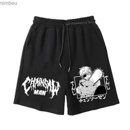 Herenshorts Chains Man Shorts Power Shorts Cropped broek Anime Denji Power Makima Vijfde broek Zwarte streetwear shorts Heren zomerbroekL240111