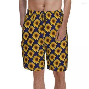 Shorts pour hommes Joyeux Tournesol Splash Board Fleurs Lumineuses Imprimer Plage Taille Élastique Motif Douane Maillot De Bain Plus SizeMen's Drak22