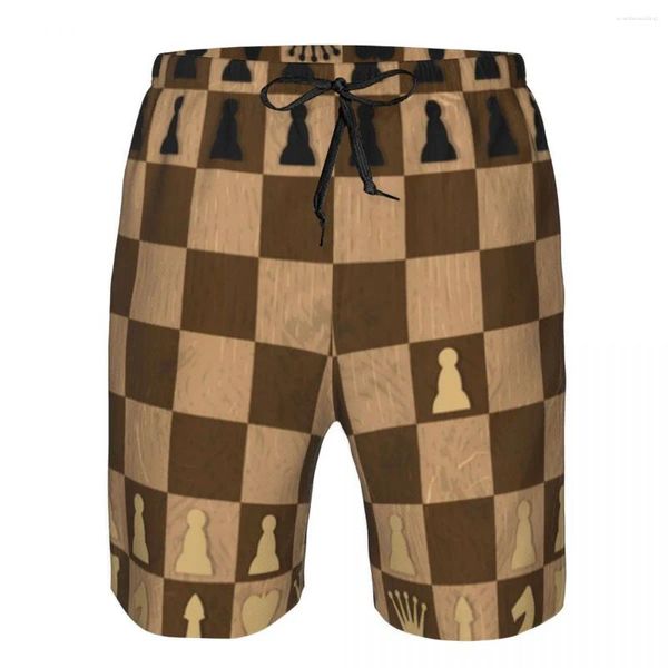 Pantalones cortos para hombres madera de ajedrez de natación seca rápida para hombres traje de baño trag de baño bañera de baño