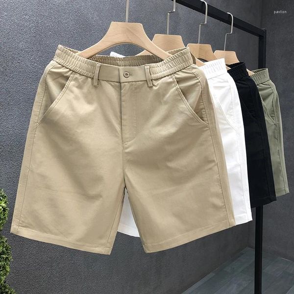 Shorts para hombres Vestido de hombres Chino Summer Casual algodón liviano Cotton Stretch cintura plana delantera