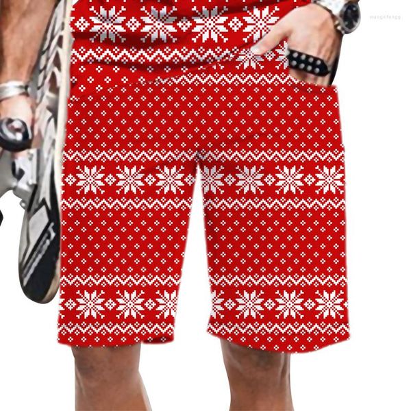Pantalones cortos para hombre Patrón de Navidad Cintura elástica Moda Casual Hombre Verano 3D Impreso Cool Funny Loose Swimming Beach