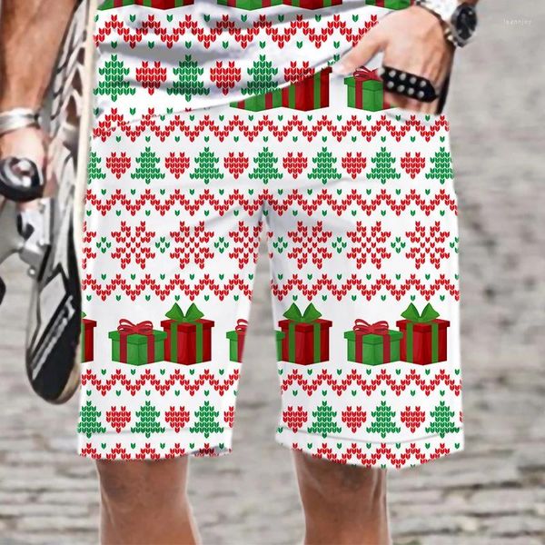 Pantalones cortos para hombres Patrón de Navidad Hombres / Mujeres Verano Fresco Hombre suelto Natación Secado rápido Cómodo traje de baño Harajuku Moda Playa