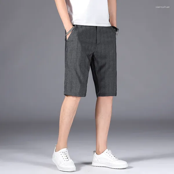 Costume de marque classique pour hommes, pantalon droit élastique à cinq points assorti avec tout, de haute qualité, décontracté, d'été, 2023