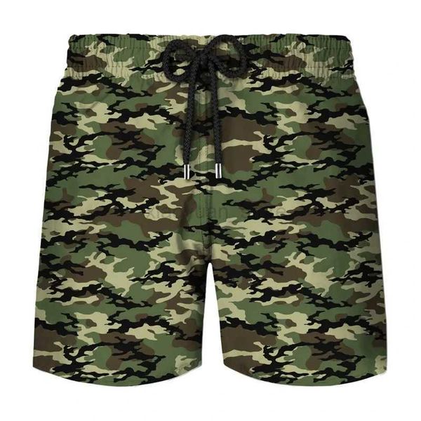 Shorts masculins Camouflage militaire classique 3D Pantalon court imprimé Fashion Runnks Trunks Camo Camo Men de plage Shorts vétérans décontractés Shorts 240419 240419