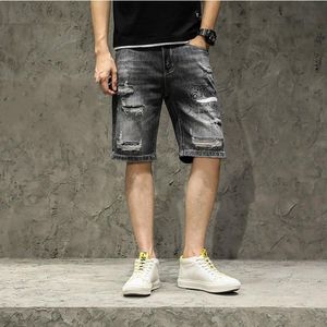 Pantalones cortos para hombres Ropa para hombre Pantalones de chándal casuales de verano Pantalones de mezclilla rasgados hasta la rodilla Pantalones cortos de mezclilla rectos para hombres desgastadosM