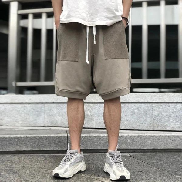 Pantalones cortos para hombre, ropa de calle americana, tendencia Hip Hop, holgados, grises, pantalones informales que combinan con todo, moda deportiva para hombre