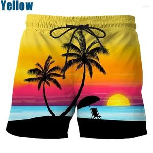 Short masculin Coconut Tree Beach Swimwear masculin 3D MAINTURES SURDIMÉES IMPRESSIONNES SPORT