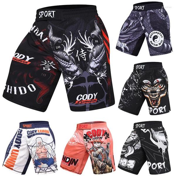 Short masculin Cody MMA pour la formation de kickboxing combattant les arts martiaux Muay Thai BJJ Boxing Pantalon de grappling avec cordon