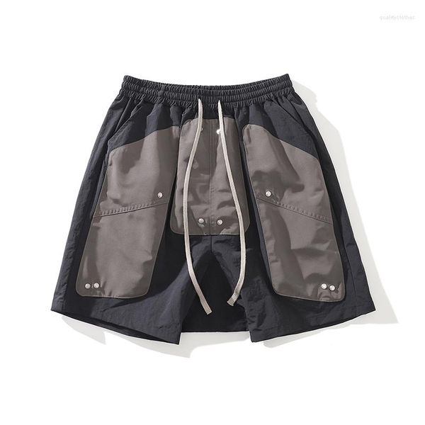 Shorts pour hommes Color Match Retro Drawstring Mens Casual Summer Pockets High Street Loose Oversized Five Point Pants Hip Hop Couple Short