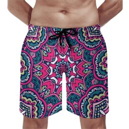 Shorts pour hommes Coloré Bohême Imprimer Gym Été Mandala Fleur Mode Conseil Pantalon Court Hommes Vêtements De Sport À Séchage Rapide Modèle Plage Troncs