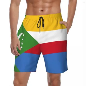 Herenshorts Comoren Vlag Gym Zomer Cool Afdrukken Hawaii Strand Mannelijke Sportkleding Sneldrogende Custom DIY Zwembroek