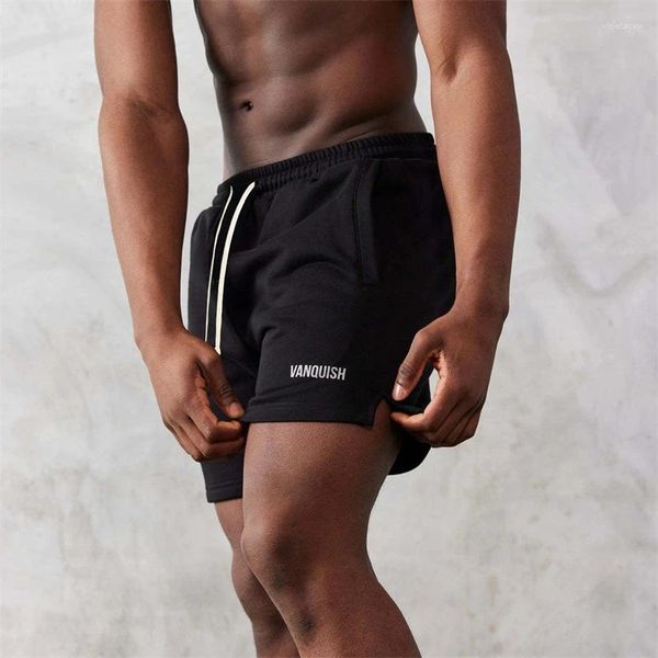 Short masculin coton noir ajustement régulier décontracté pantalon imprimable fitness entraîne de jogger de jogger