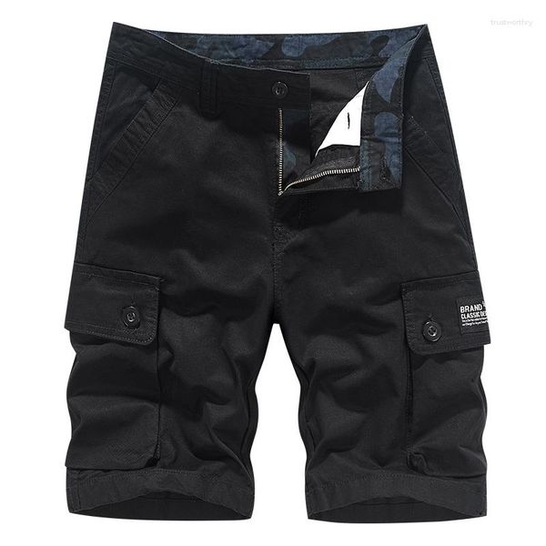 Pantalones cortos para hombre, pantalones Cargo holgados informales de algodón con múltiples bolsillos, rectos hasta la rodilla, verano, alta calidad, 2024